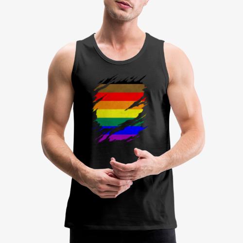 Philly LGBTQ Gay Pride Flag Ripped Reveal - Men's Premium Tank