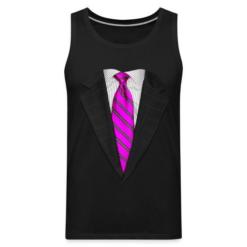 Pink Suit Up! Realistic Suit & Tie Casual Graphic - Men's Premium Tank