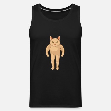 Buff Kitty Meme Cursed Long Cat Dank Memes' Men's Premium Tank Top |  Spreadshirt