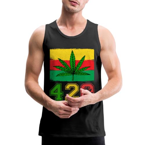 Farcical 420 Herb Flag Weed Marijuana Design - Men's Premium Tank