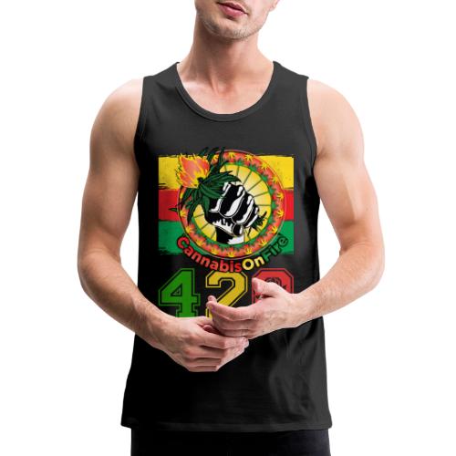 Antic 420 OnFire Herb Weed Marijuana Design - Men's Premium Tank