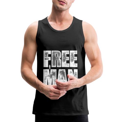 FREE MAN - White Graphic - Men's Premium Tank
