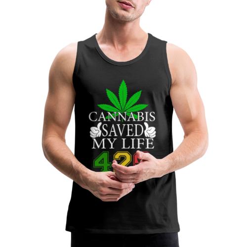 Joyous 420 Saving Herb Weed Marijuana Design - Men's Premium Tank