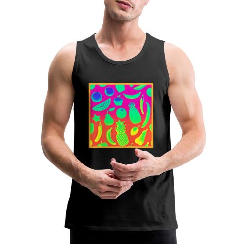 Vibrant Neon Fruits Pattern - Men's Premium Tank