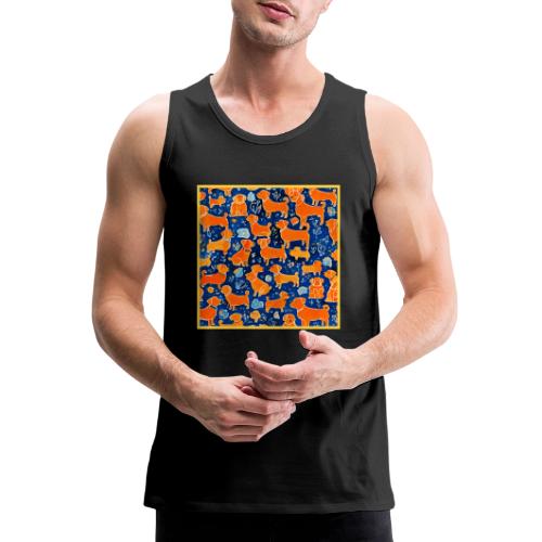 Charming Orange Dog Pattern Art - Men's Premium Tank