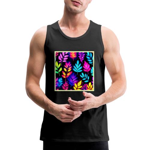 Neon Leaves Abstract Pattern - Men's Premium Tank