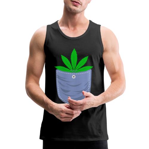 Jesting 420 Pocket Of Herb Weed Marijuana Design - Men's Premium Tank