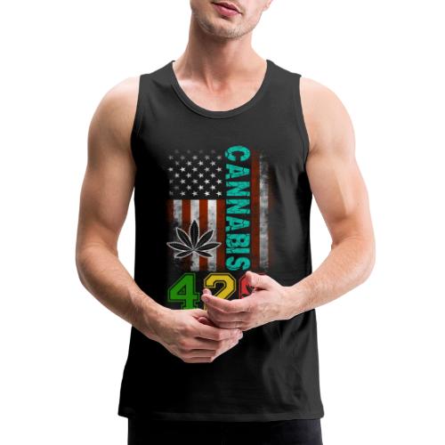 Amusing 420 American Herb Weed Marijuana Design - Men's Premium Tank