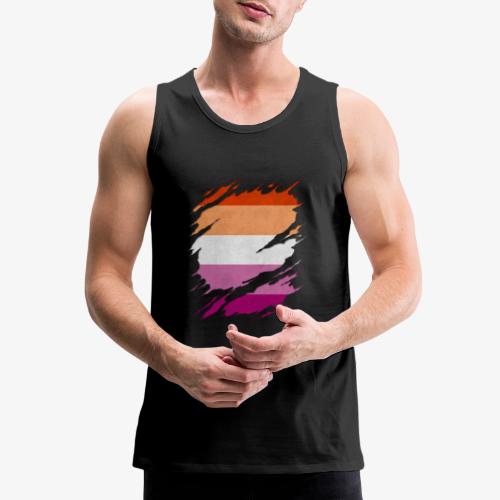 Lesbian Pride Flag Ripped Reveal - Men's Premium Tank