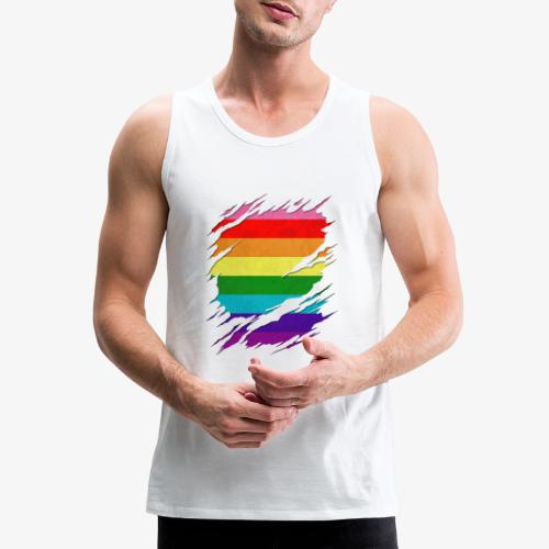 Original Gilbert Baker LGBT Gay Pride Flag Ripped - Men's Premium Tank