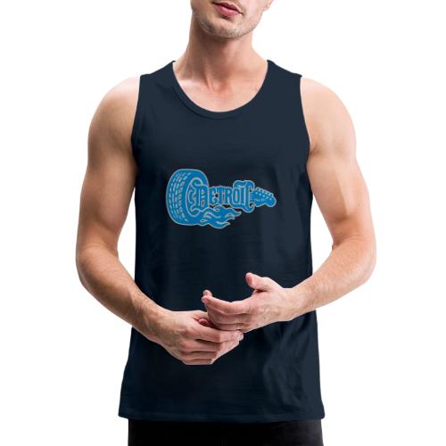The D® - Detroit Wheel Guitar with Flames Bl Slvr - Men's Premium Tank