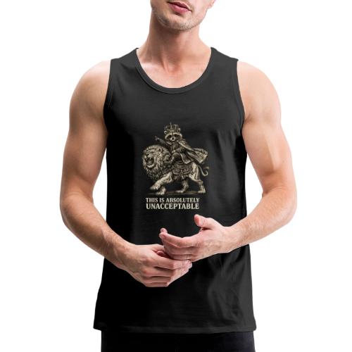 Funny Raccoon King Riding Lion Vintage Meme Art - Men's Premium Tank