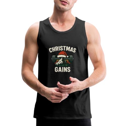 Christmas Gains – Santa Barbell Power - Men's Premium Tank