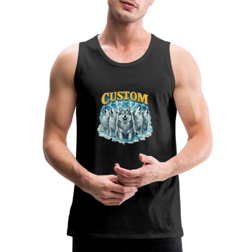 Custom Wolf Pack Howling Moon Vintage Wilderness - Men's Premium Tank