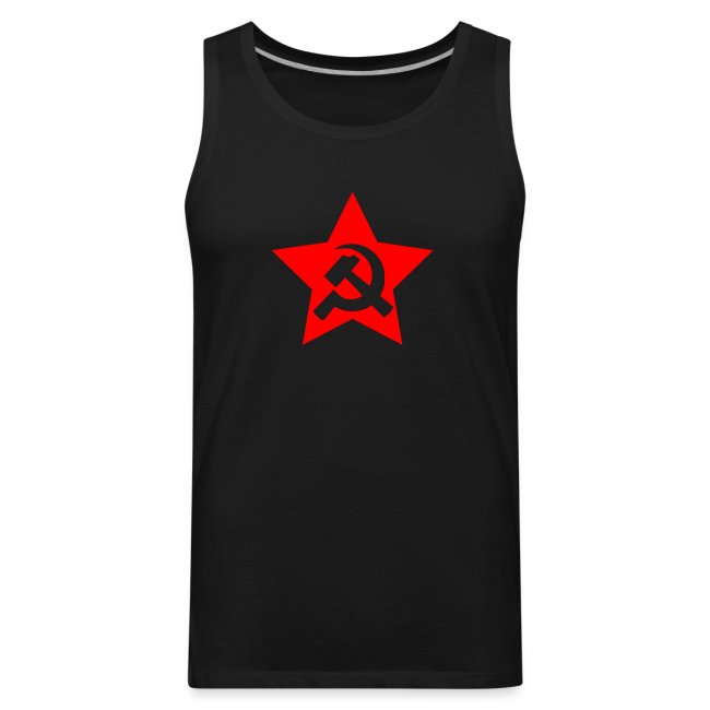 red and white star hammer and sickle