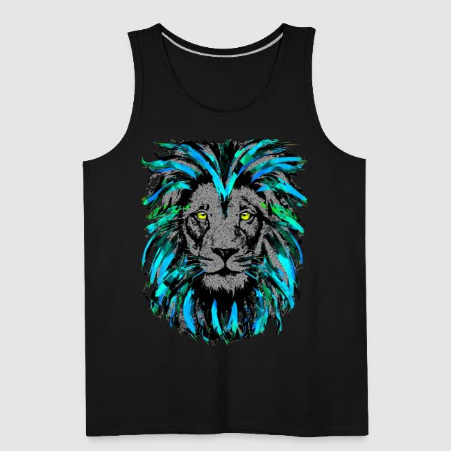 Turquoise Lion Head Drawing - Zodiac Leo