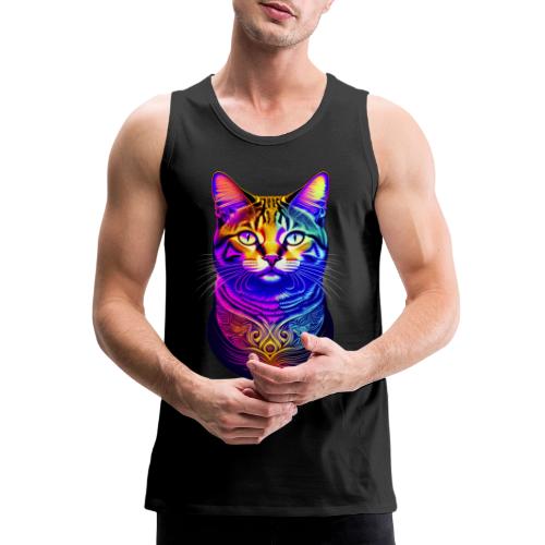 Colorful Psychedelic Cat - Men's Premium Tank