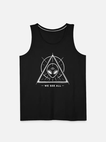 Alien Symbol We See All Cosmic Mystery Tee - Men's Premium Tank - black