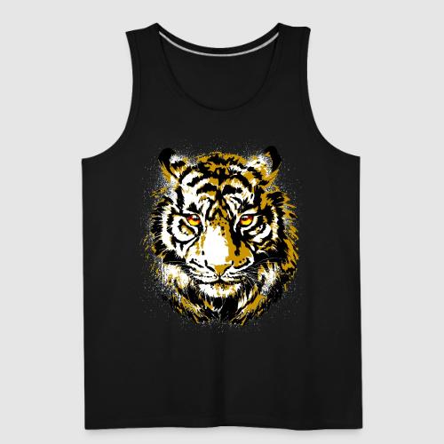 Realistic Tiger Illustration - Tiger Face - Men's Premium Tank