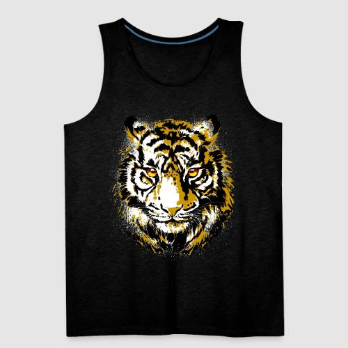 Realistic Tiger Illustration - Tiger Face - Men's Premium Tank