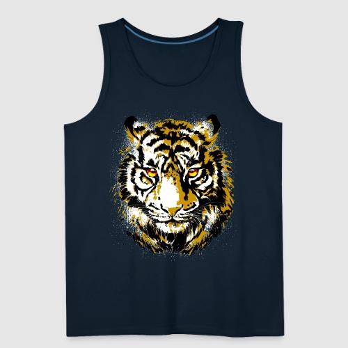 Realistic Tiger Illustration - Tiger Face - Men's Premium Tank