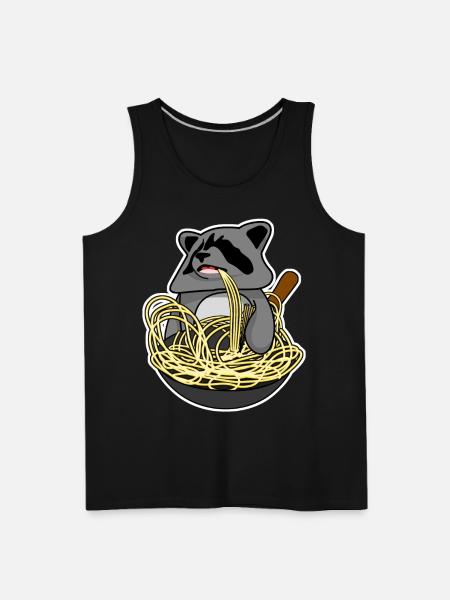 Wok Pan Raccoon - Men's Premium Tank - black