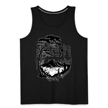 Programming Binary Code Mountain Forest Hiking - Men's Premium Tank - black - Front