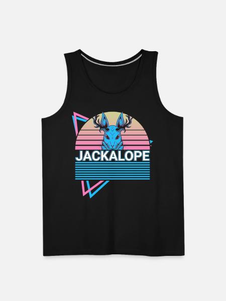Jackalope Retro Cryptid Cryptozoology - Men's Premium Tank - black