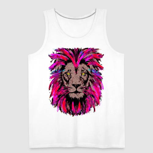 Purple Lion Head - Pink Lion Face Drawing - Men's Premium Tank