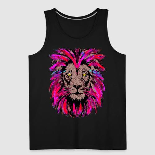 Purple Lion Head - Pink Lion Face Drawing - Men's Premium Tank