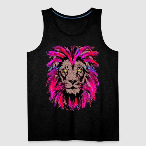 Purple Lion Head - Pink Lion Face Drawing - Men's Premium Tank