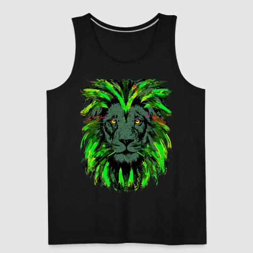 Green Lion Head Portrait Drawing - Green Lion - Men's Premium Tank
