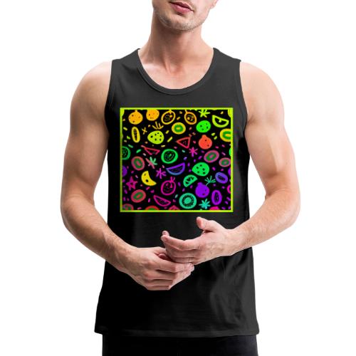 Vibrant Neon Fruits Pattern Art - Men's Premium Tank