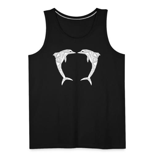 White Art Deco dolphins - Men's Premium Tank