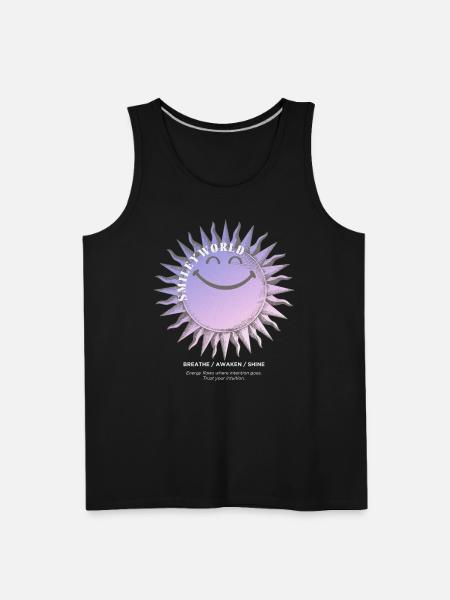 SmileyWorld Smiling Sun In Purple - Men's Premium Tank - black