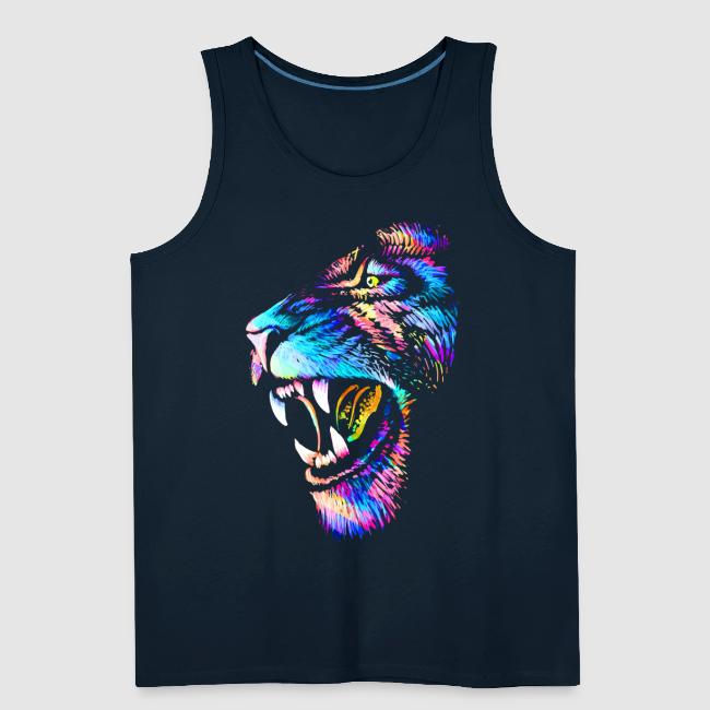 Colorful Lion Head Portrait Drawing - Roaring Lion