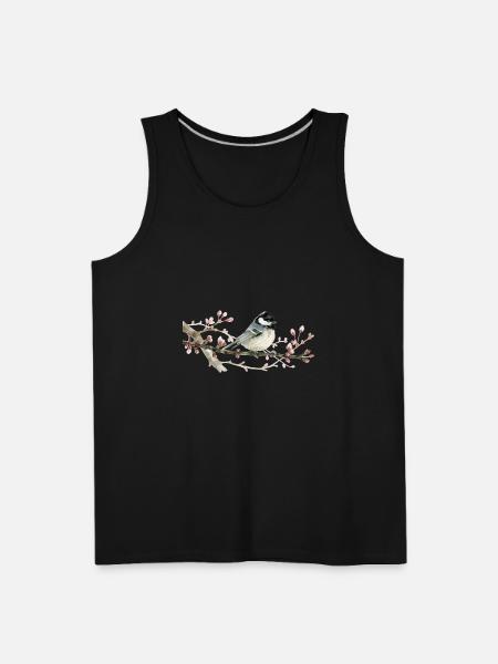 Swamp Tit on A Twig - Garden Birds In Spring - Men's Premium Tank - black