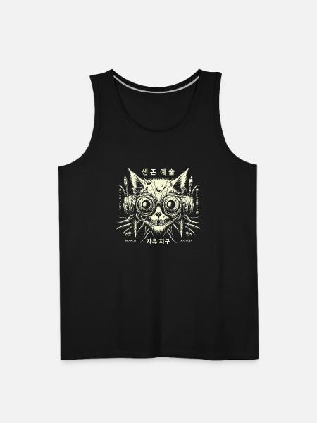 Korean gamer cat - Men's Premium Tank - black