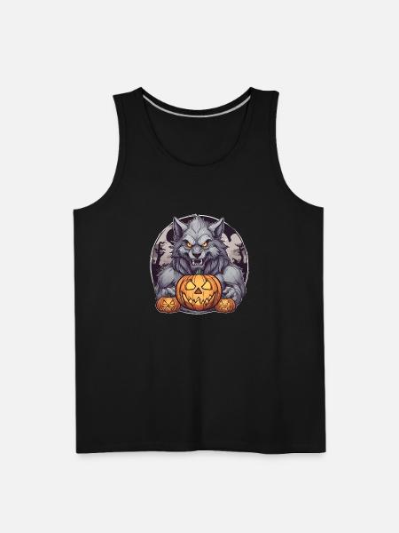 Halloween Werewolf Pumpkin - Men's Premium Tank - black