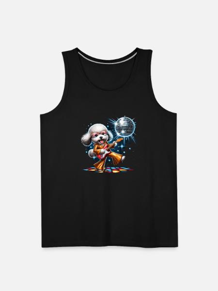 Disco Guitar Poochon dog - Men's Premium Tank - black