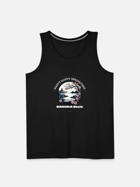 Happy Happy Springtime Sakura - Men's Premium Tank - black