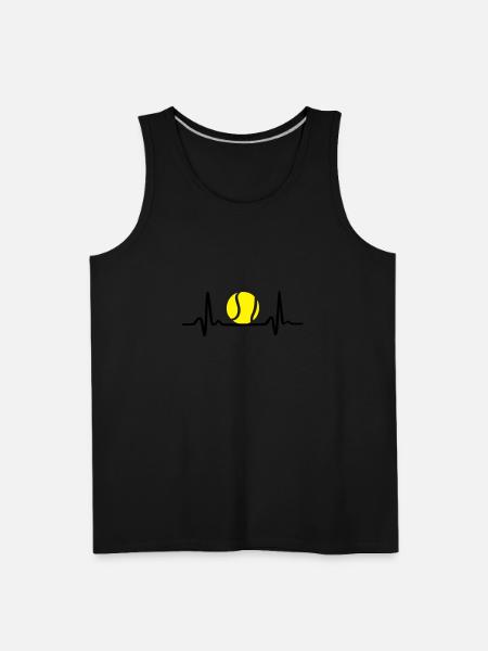 Tennis ECG, Heartbeat & Tennis Ball - Men's Premium Tank - black
