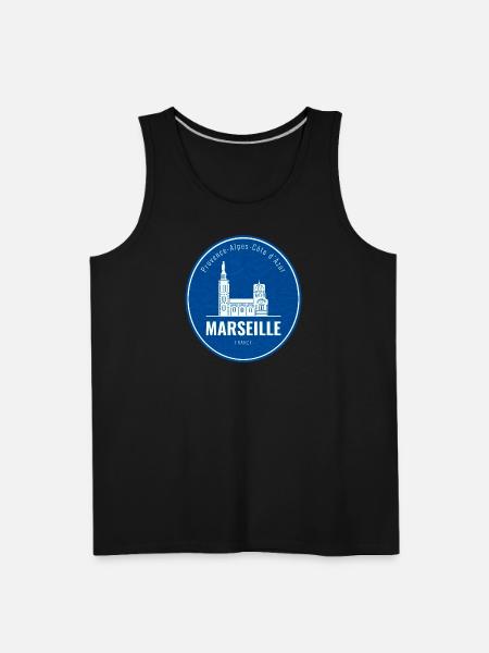 Blue Marseille Landmark Patch - Men's Premium Tank - black