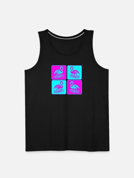 Flamingo Waves Pop Art - Men's Premium Tank - black