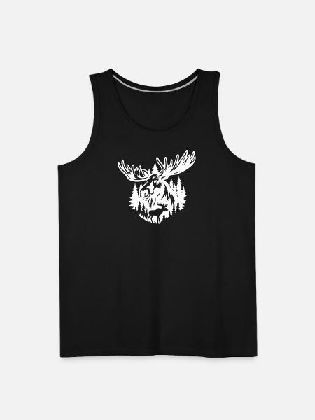 Majestic Moose Forest Illustration - Men's Premium Tank - black
