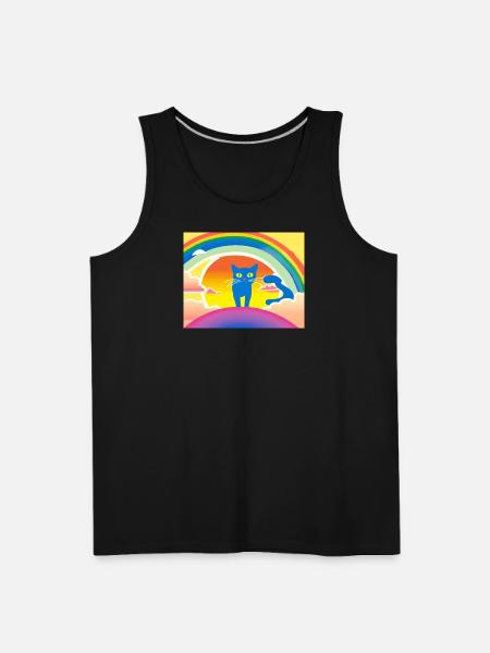 Blue Cat Rainbow Sunset - Men's Premium Tank - black