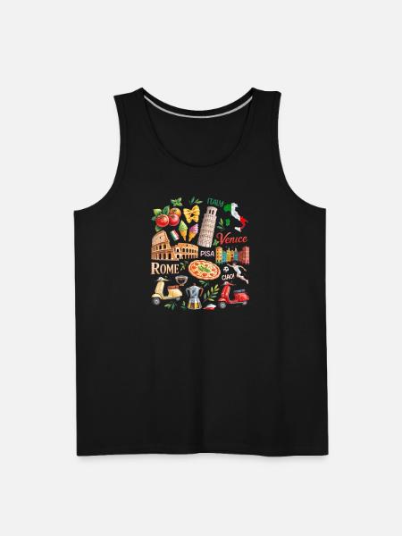 Rome Venice Pisa Italy Souvenir Soccer Pizza - Men's Premium Tank - black