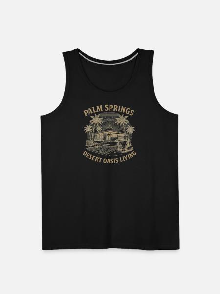 Desert Oasis Sunset Bench - Men's Premium Tank - black