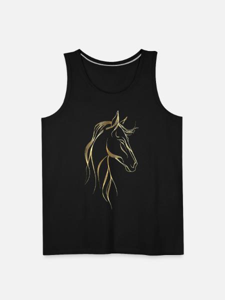 Golden horse line art  - Men's Premium Tank - black