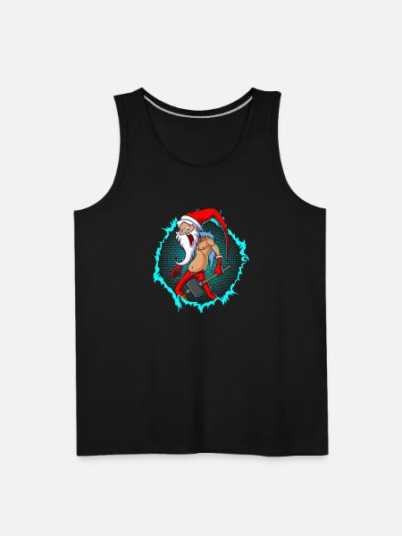 The Crazy Santa With Halftone - Men's Premium Tank - black